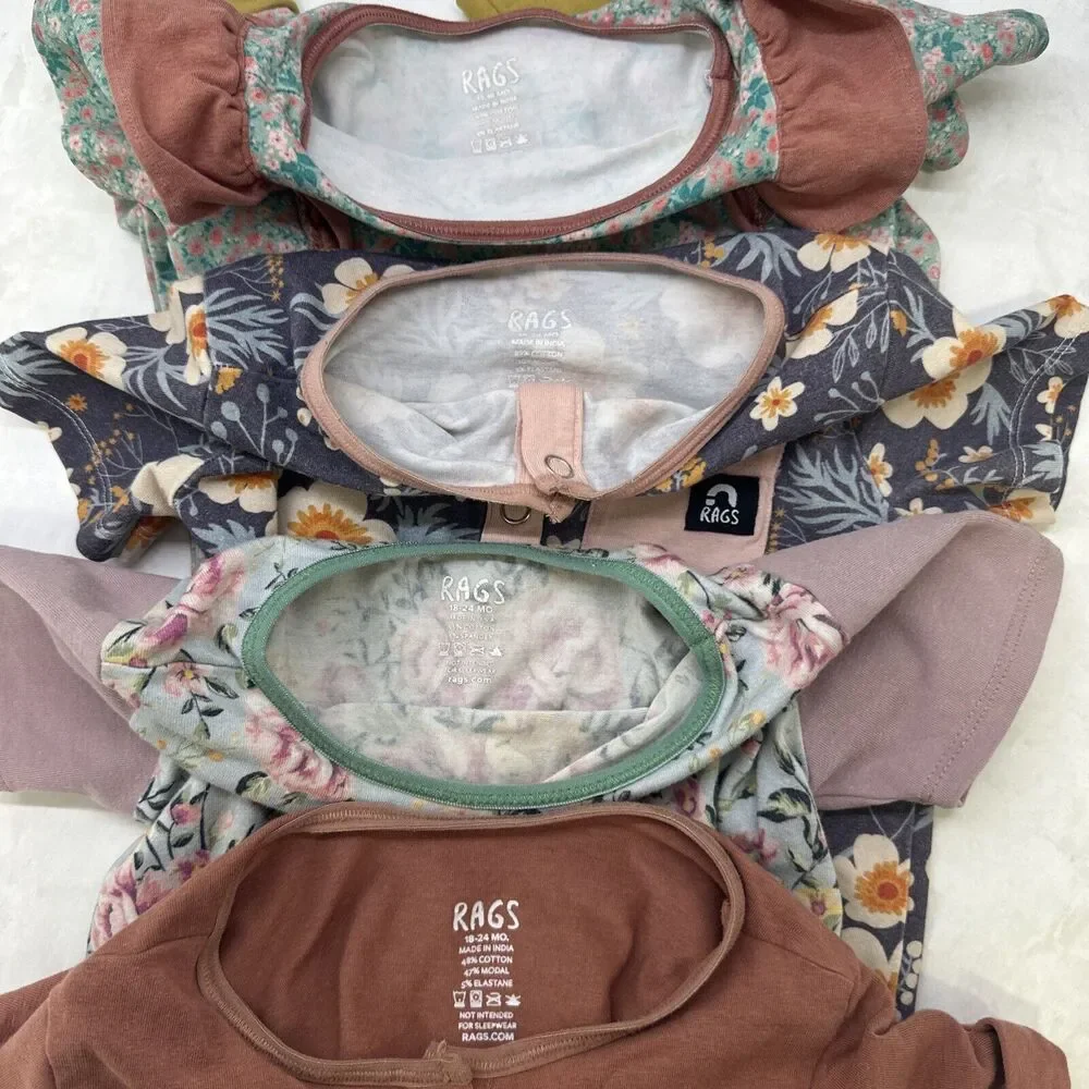 Rags Lot Of 4 Outfits Toddler Size 12 To 24 Months One Piece Floral Stretchy